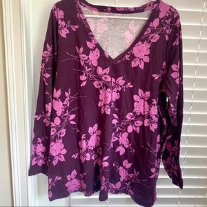 ROAMAN’S | Pink & Purple Long Sleeve Floral Shirt - Large 18/20
